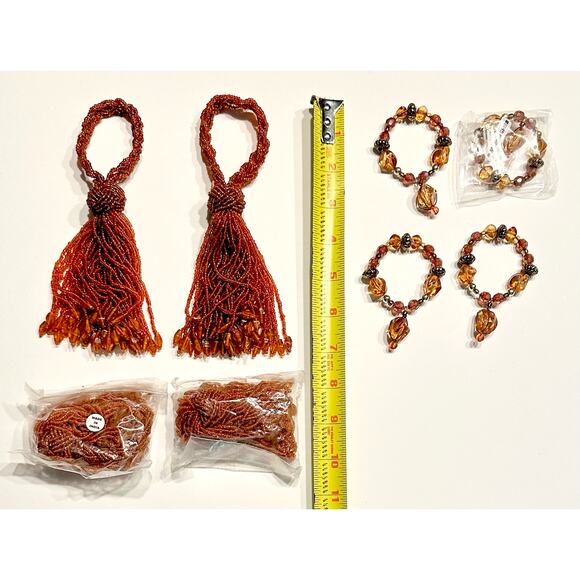 Vintage Saro Lifestyle NR59.O Drop Tassel Napkin Rings & Baho Beaded Napkin Ring - Picture 2 of 7